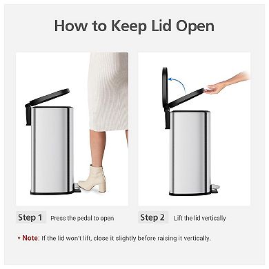 50L Stainless Steel Trash Can with Foot Pedal, Soft-Close Lid & Removable Inner Bucket