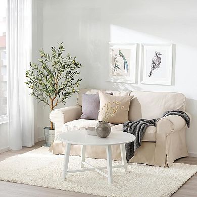 2Pcs Artificial Olive Tree, Faux Plant with Silk Leaves, Lifelike Moss & Fruits