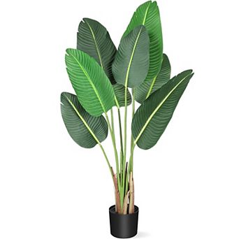 1 pc Artificial Bird of Paradise Plant, Faux Banana Leaf Floor Tree with Multiple Trunks