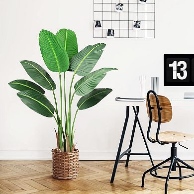 1Pcs Artificial Bird of Paradise Plant, Faux Banana Leaf Floor Tree with Multiple Trunks