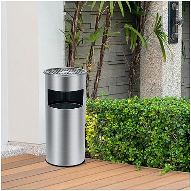 Outdoor Trash Can, Floor Standing Ashtray, Stainless Steel Cigarette Bin Standing Ashtray