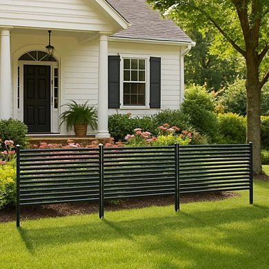 Outdoor Privacy Screen 3-Panel, No Dig Metal Animal Barrier Fence, Rustproof Decorative Fence