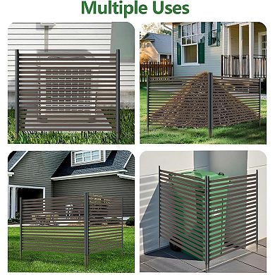 Outdoor Privacy Screen 3-Panel, No Dig Metal Animal Barrier Fence, Rustproof Decorative Fence