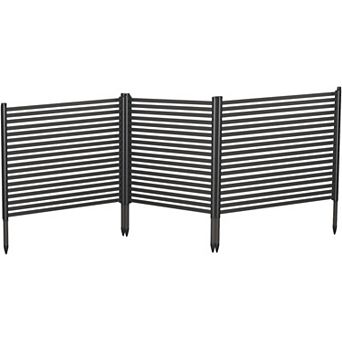 Outdoor Privacy Screen 3-Panel, No Dig Metal Animal Barrier Fence, Rustproof Decorative Fence