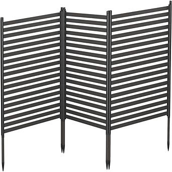 Outdoor Privacy Screen 3-Panel, No Dig Metal Animal Barrier Fence, Rustproof Decorative Fence