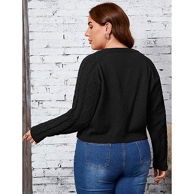 Women Plus Size Cardigan Button Down Sweater Jacket