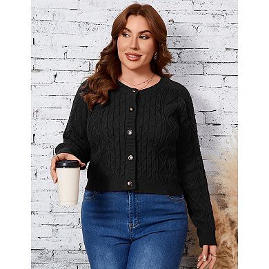 Women Plus Size Cardigan Button Down Sweater Jacket