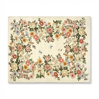 Washable Floral Area Rug for Living Room, Soft Non-Slip Low Pile Ultra-Thin Carpet for Dorm