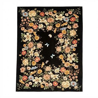 Washable Floral Area Rug for Living Room, Soft Non-Slip Low Pile Ultra-Thin Carpet for Dorm