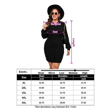 Plus Size Knit Dresses for Women Long Sleeve Collared Fitted Sweater Dress