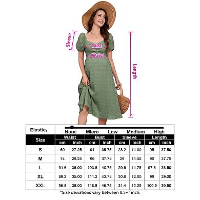 Women Puff Sleeve Tie Back Flowy Maternity Dress