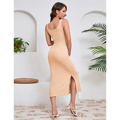 Women Maternity Sleeveless Split Bodycon Tanks Dress