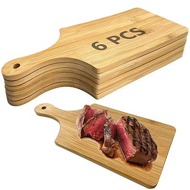 "6-Piece Mini Wooden Cutting Boards with Handle, Blank for Crafting & Laser Engraving