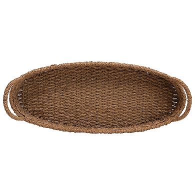 Hello Honey Decorative Oval Woven Seagrass Tray with Handles