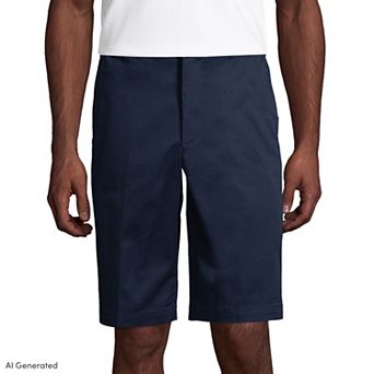Men's Lands' End Long Plain Front Blend Chino Shorts
