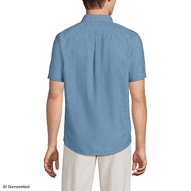 Men's Lands' End Short Sleeve Chambray Shirt