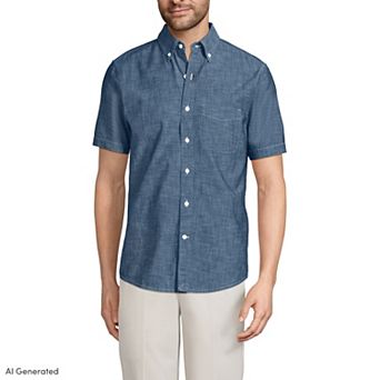 Men's Lands' End Short Sleeve Chambray Shirt
