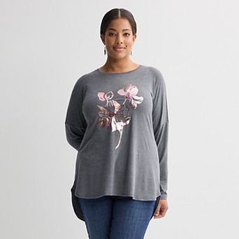 Plus Size Apt. 9® Long Sleeve Embellished Tee