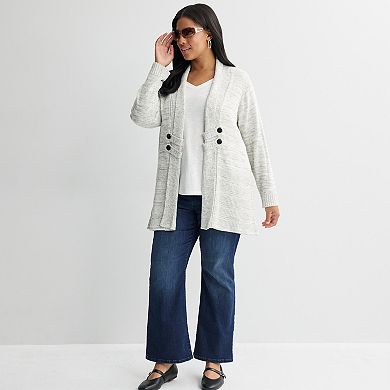 Plus Size Apt. 9® Tab Front Shawl Collar Cardigan Sweater