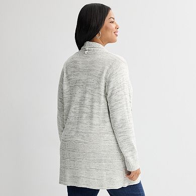 Plus Size Apt. 9® Tab Front Shawl Collar Cardigan Sweater