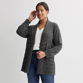 Plus Size Apt. 9® Tab Front Shawl Collar Cardigan Sweater