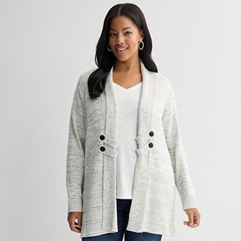 Plus Size Apt. 9® Tab Front Shawl Collar Cardigan Sweater
