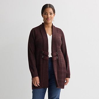 Plus Size Apt. 9® Tab Front Shawl Collar Cardigan Sweater