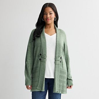 Plus Size Apt. 9® Tab Front Shawl Collar Cardigan Sweater