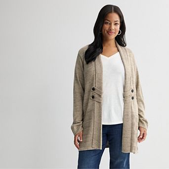 Plus Size Apt. 9® Tab Front Shawl Collar Cardigan Sweater