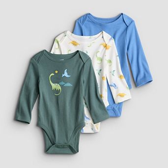 Baby Boy Jumping Beans® 3-Pack Long Sleeve Lapped Shoulder Bodysuit Set