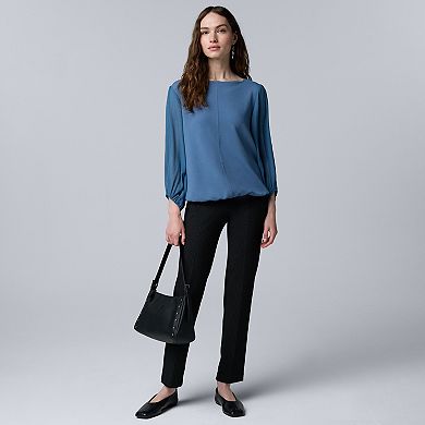Women's Simply Vera Vera Wang Mixed Media Boat Neck Top