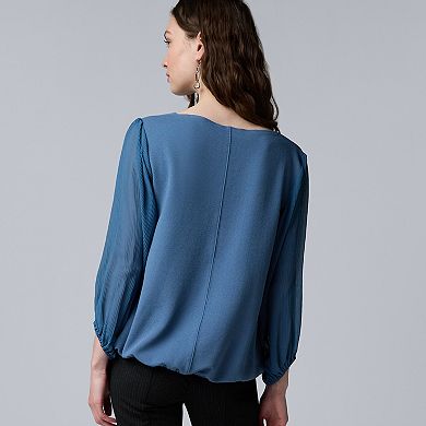 Women's Simply Vera Vera Wang Mixed Media Boat Neck Top