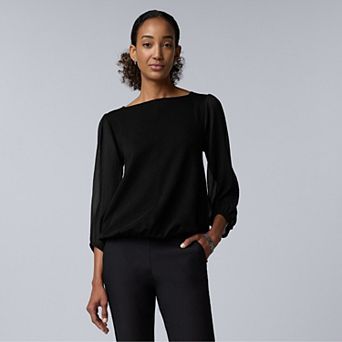 Women's Simply Vera Vera Wang Mixed Media Boat Neck Top