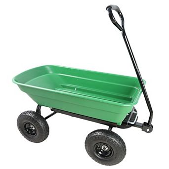 TEINIE Folding Garden Dump Cart Poly 300 lb Capacity 10" Tire Green