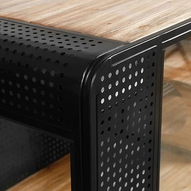 TEINIE Black & Brown Tempered Glass Cat House 55" Modern Pet Condo Shelves