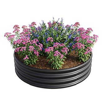 TEINIE 47" Round Tall Metal Raised Garden Bed Planter Box Black