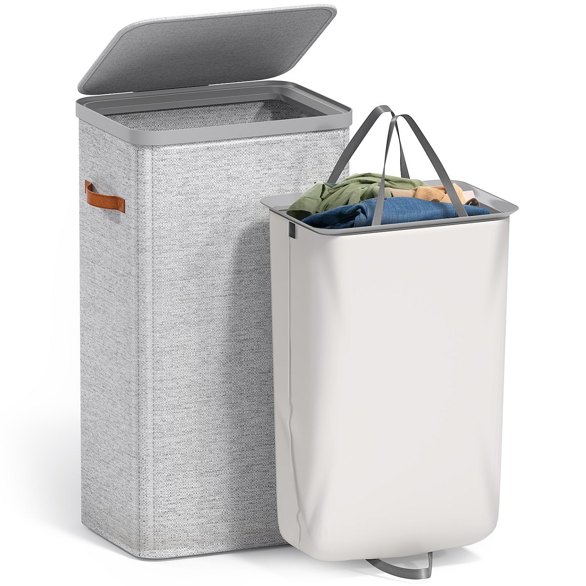 Sorbus 1-Compartment Laundry Basket with Removable Bag - Durable Organizer - Space Saving Design - Gray, NO SIZE