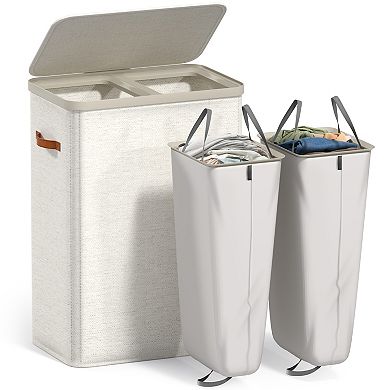 Sorbus 2-Compartment Laundry Basket with Removable Bag - Durable Organizer - Space Saving Design