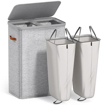Sorbus 2-Compartment Laundry Basket with Removable Bag - Durable Organizer - Space Saving Design
