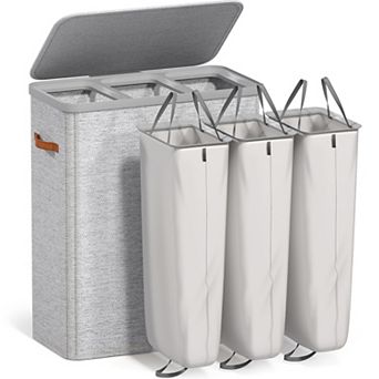 Sorbus 3-Compartment Laundry Basket with Removable Bag - Durable Organizer - Space Saving Design