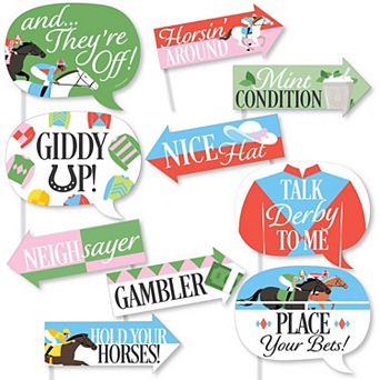 Big Dot of Happiness Funny Derby Horse Race Photo Booth Props Kit- 10 Count Selfie Prop Sticks