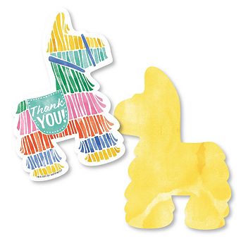 Big Dot of Happiness Fiesta Thank You Cards with Envelopes, Pinata-Shaped Blank Note Cards - 12 ct