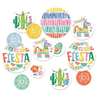 Big Dot of Happiness Fiesta Large Confetti, Mexican Themed Giant Circle Confetti - 27 Count