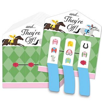 Big Dot of Happiness Derby Horse Race Pull Tabs Game, Horse Racing, Pull Tabs 3-in-a-Row - Set of 12