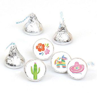 Big Dot of Happiness Mini Fiesta Stickers, Mexican Themed Round Candy Sticker Favor - 1 Sheet of 108