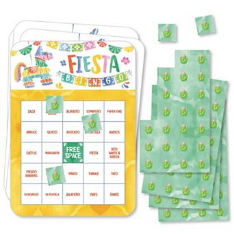 Big Dot of Happiness Fiesta Bingo Cards and Markers, Mexican Themed Bingo Game Activity - Set of 18