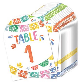 Big Dot of Happiness Fiesta Table Numbers, Double-Sided 5 x 7 in Cards, Table Numbers 1-20