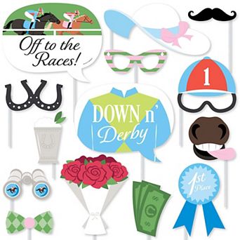 Big Dot of Happiness Derby Horse Race Photo Booth Props Kit - 20 Count Selfie Prop Sticks
