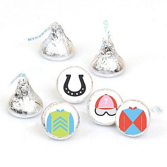 Big Dot of Happiness Mini Derby Horse Race Stickers, Candy Favors - Small Labels (1 Sheet of 108)