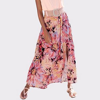 Lascana Women's Flowy Floral Maxi Skirt